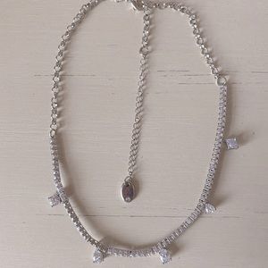 NWOT Lulus boutique silver cubic zicronia diamond drop necklace